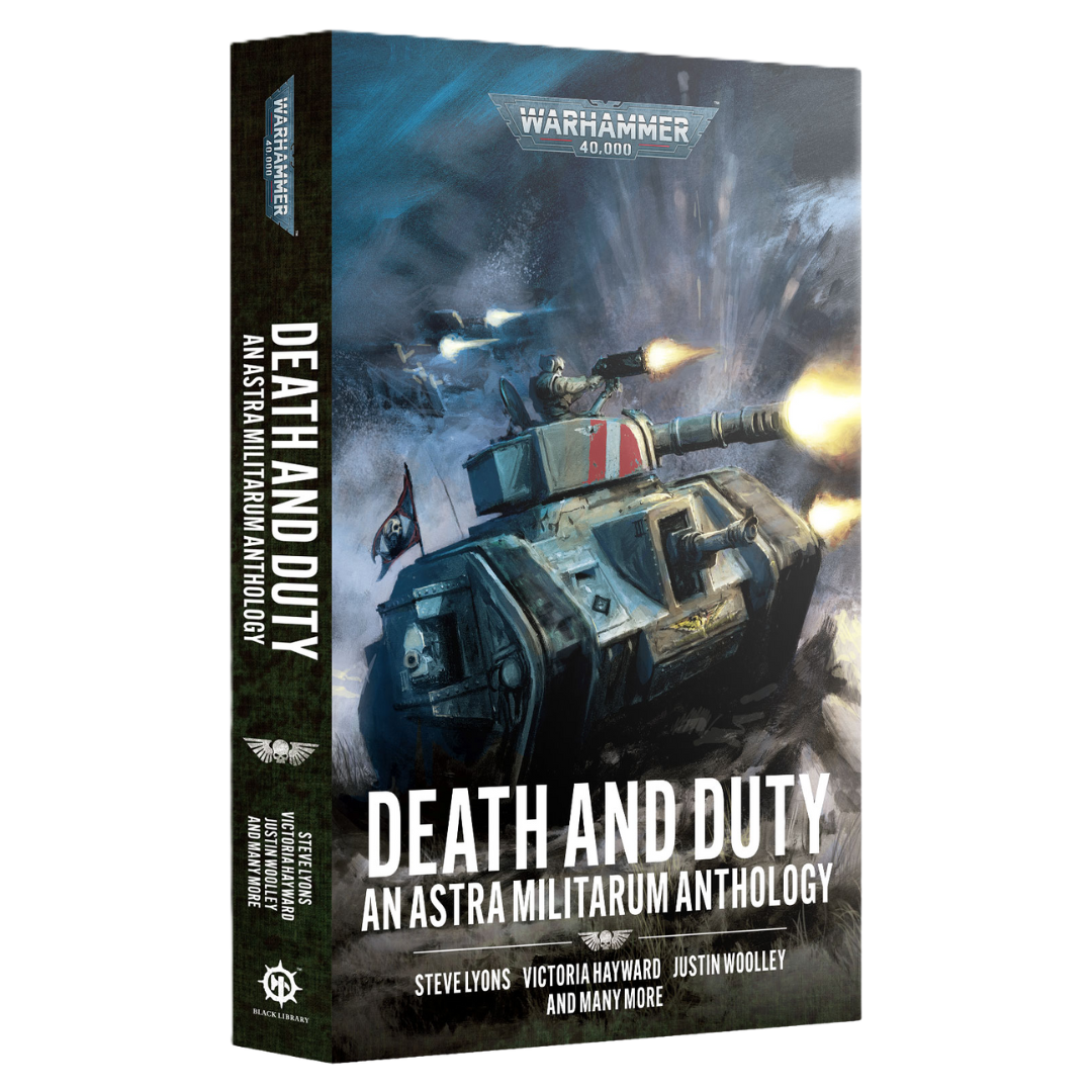 Black Library Death and Duty paperback featuring Astra Militarum tank scene
