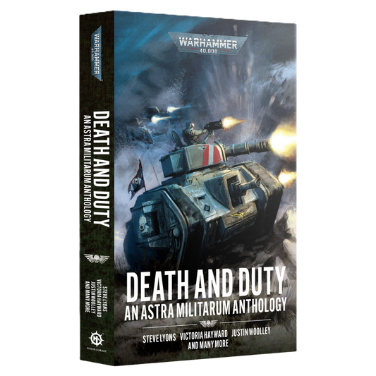 Black Library Death and Duty paperback featuring Astra Militarum tank scene
