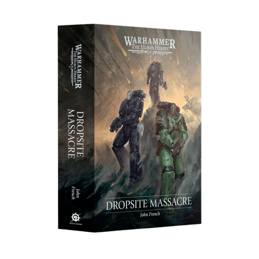 Dropsite Massacre Horus Heresy hardback novel cover featuring Space Marine Legions on Isstvan V