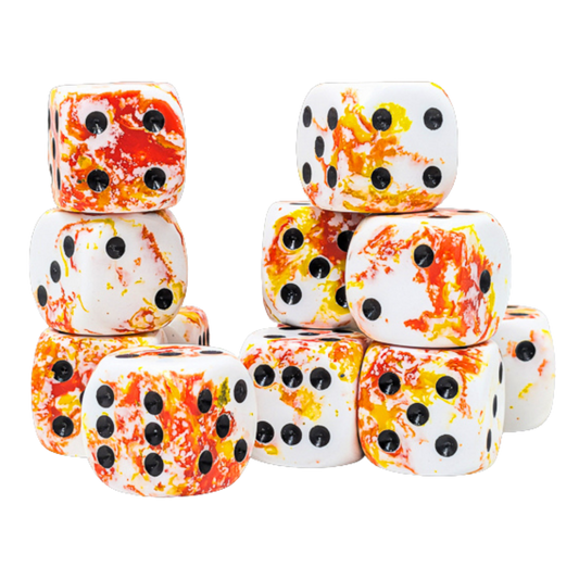 Chessex 12D6 Brush Sunrise dice set with black pips for tabletop RPG and wargaming use