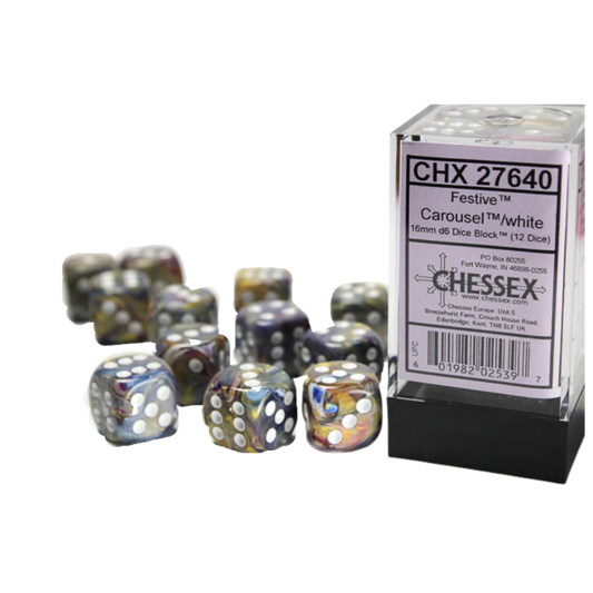 Chessex - 12D6 - Festive - Carousel/White Pips
