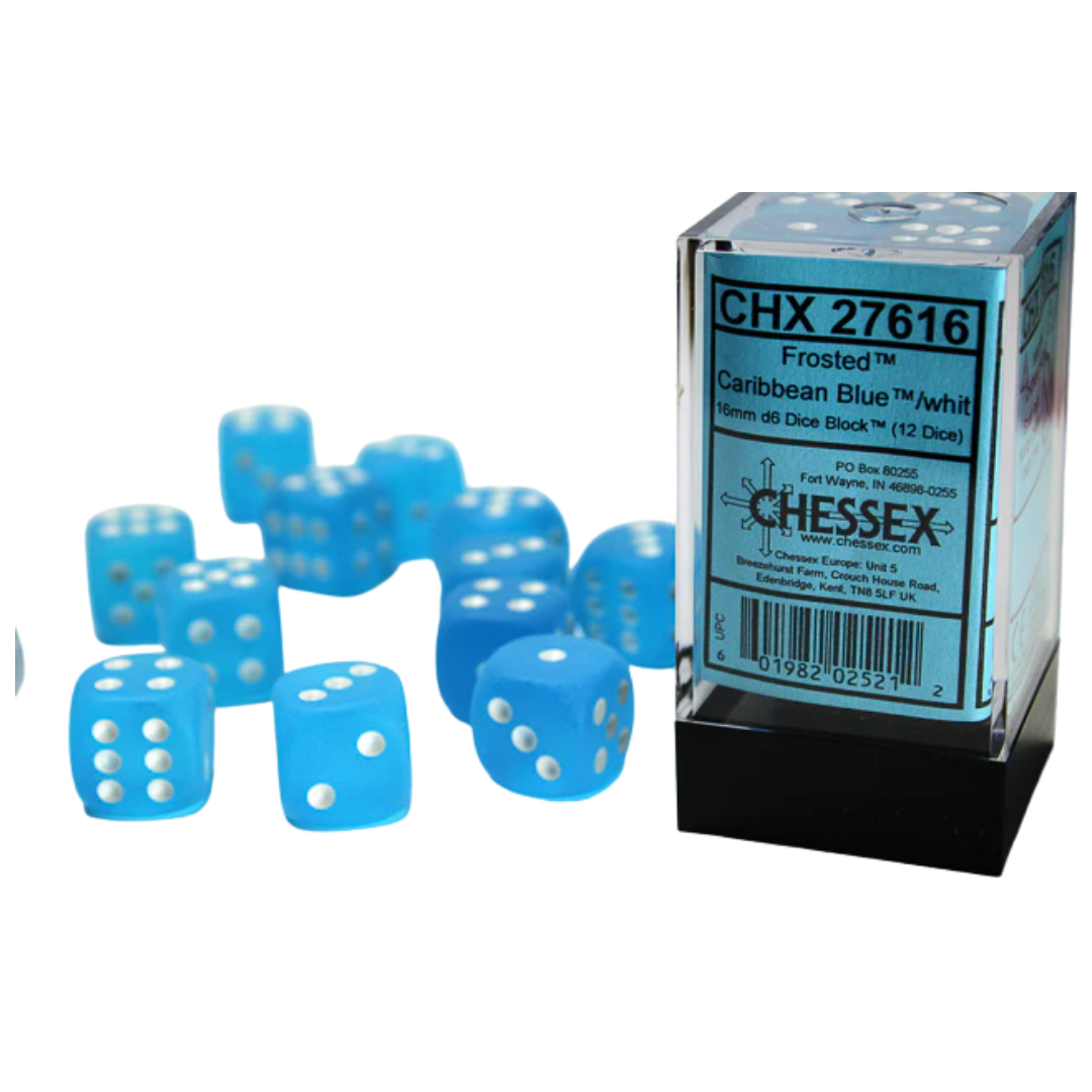 Chessex - 12D6 - Frosted - Caribbean Blue/White Pips