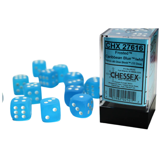Chessex - 12D6 - Frosted - Caribbean Blue/White Pips