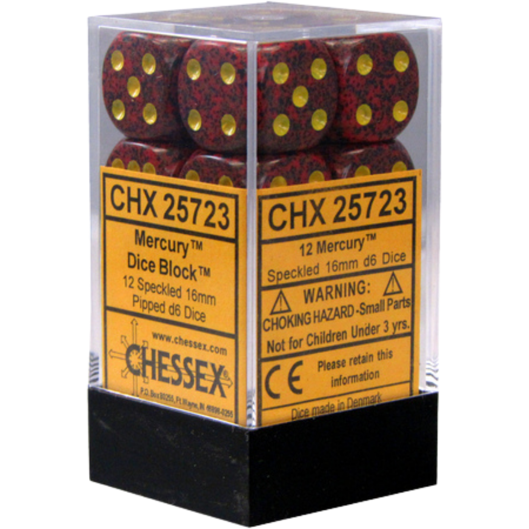 Chessex Speckled Mercury 12D6 dice set for tabletop gaming