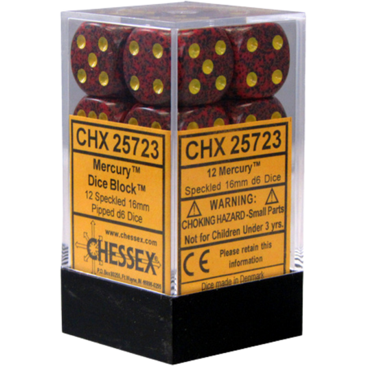Chessex Speckled Mercury 12D6 dice set for tabletop gaming