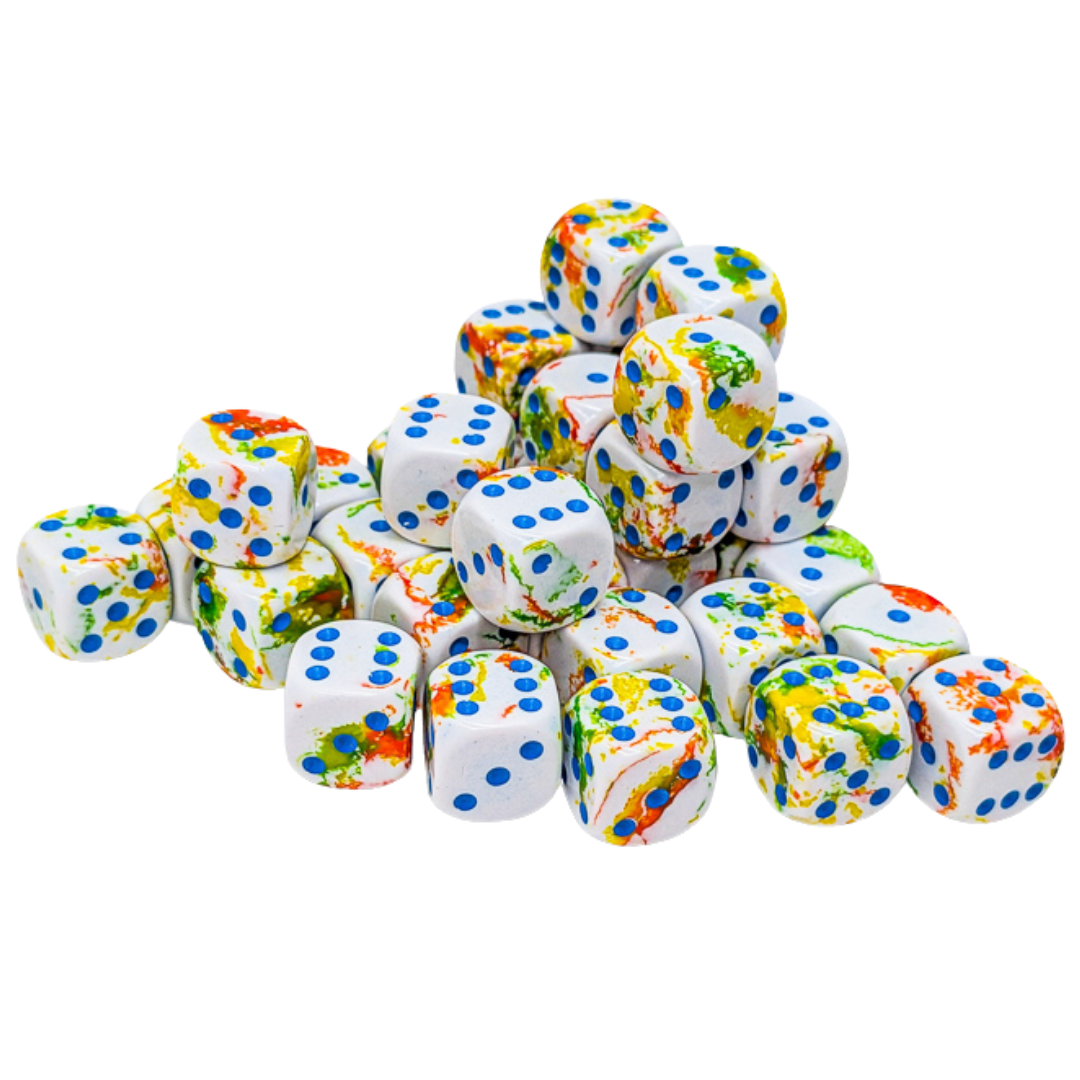Chessex 36D6 Brush Breezy dice set with blue pips for tabletop RPG and wargaming rolls
