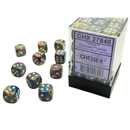 Chessex - 36D6 - Festive - Carousel/White Pips