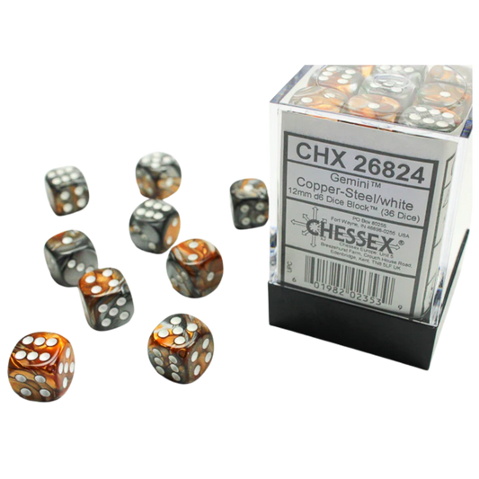 Chessex - 36D6 - Gemini - Copper-Steel/White Pips
