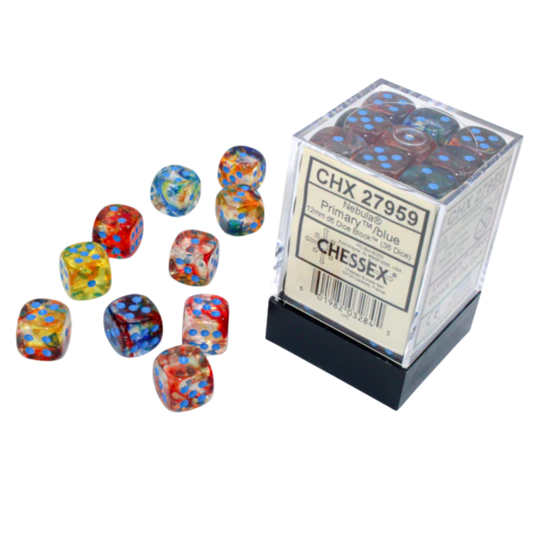 Chessex - 36D6 - Nebula - Primary/Blue Luminary Pips