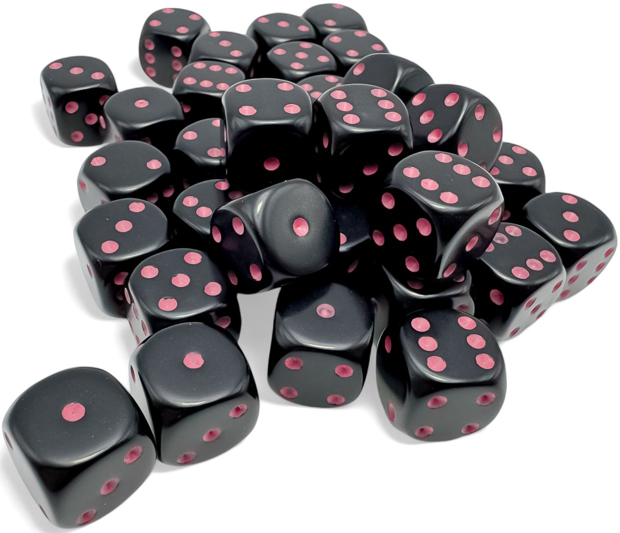 Chessex - 36D6 - Opaque - Black/Pink Pips