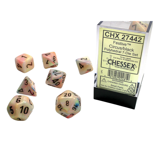 Chessex - 7PC - Festive - Circus/Black Numbers