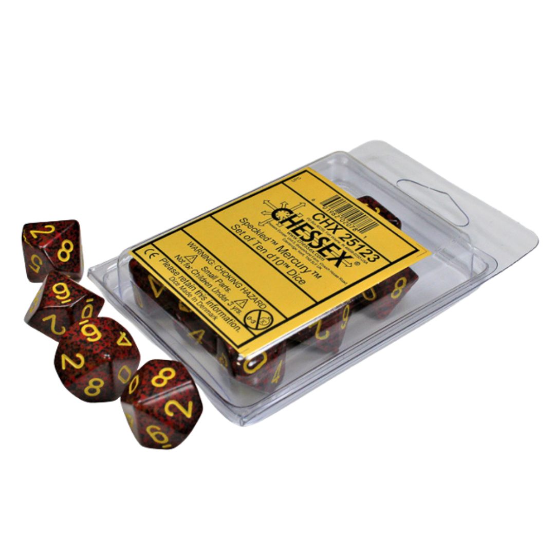 Chessex Speckled Mercury 10D10 dice set for tabletop RPGs