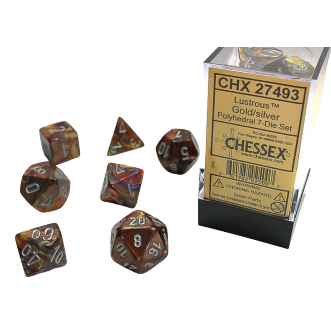 Chessex - 7PC - Lustrous - Gold/Silver Numbers