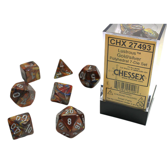 Chessex - 7PC - Lustrous - Gold/Silver Numbers