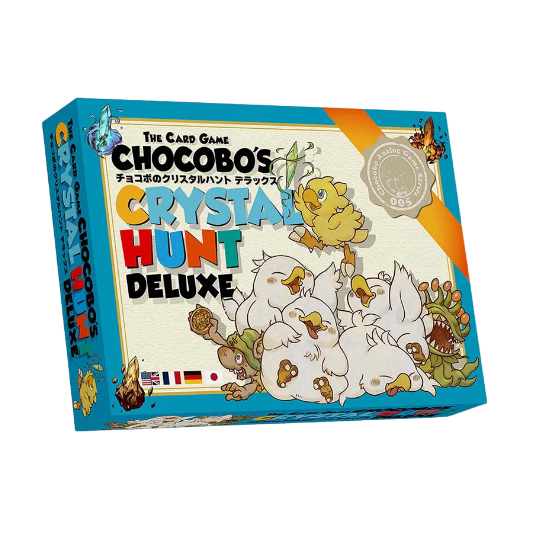 Chocobos Crystal Hunt Card Game Deluxe box front with updated Final Fantasy Chocobo artwork