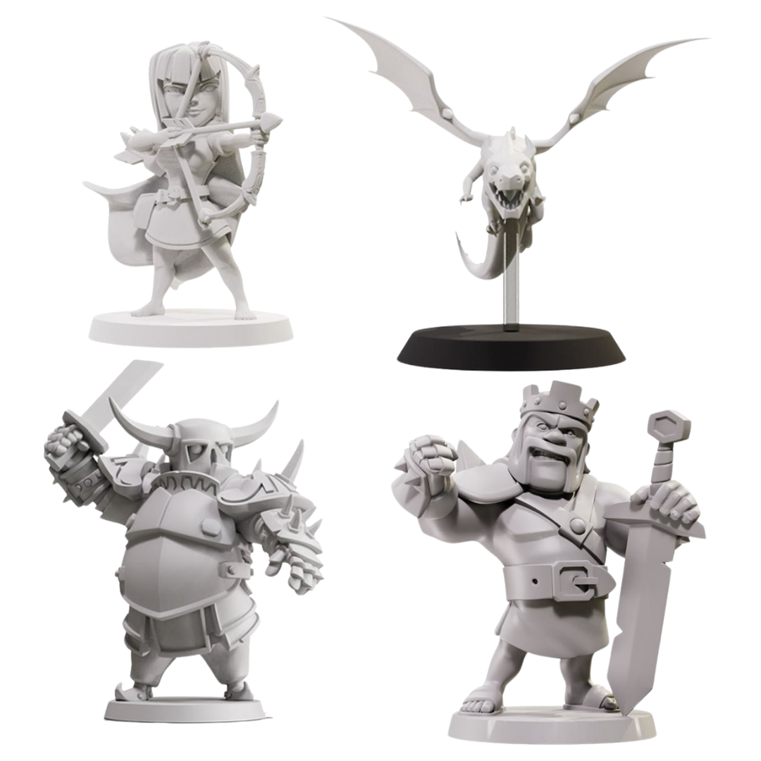 Clash of Clans the epic raid collector's edition includes figures of iconic in game characters such as the archer queen, the barbarian king, and Pekka