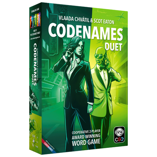 Codenames Duet Second Edition two-player word deduction game box with new artwork and components