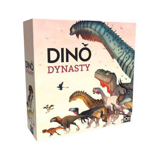 Dino Dynasty board game, strategic dinosaur survival game for 2–6 players featuring evolving challenges and campaign play in a dynamic Cretaceous world.