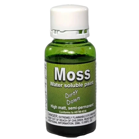 Dirty Down Moss 25ml bottle effect paint for realistic moss growth on terrain, scenery, and wargaming bases