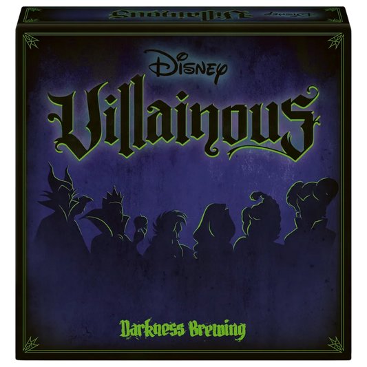 Disney Villainous Darkness Brewing strategy board game featuring four iconic Disney witches.