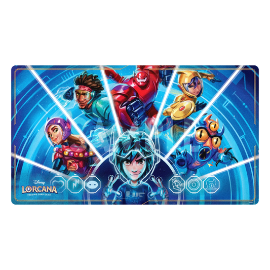 Disney Lorcana Archazia’s Island Playmat featuring Baymax with a smooth fabric surface for trading card games.
