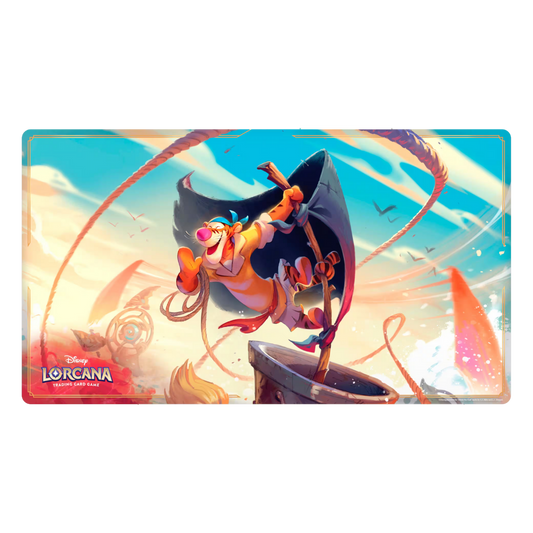 Disney Lorcana Archazia’s Island Playmat featuring Tigger artwork with a smooth fabric surface for card games.