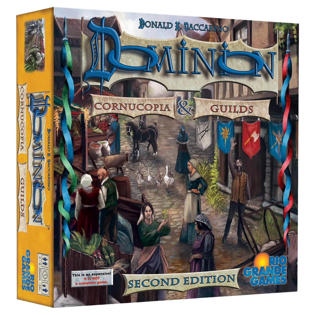 Dominion Cornucopia & Guilds 2nd Edition expansion featuring new cards, strategic mechanics, and enhanced gameplay for the deck-building card game.