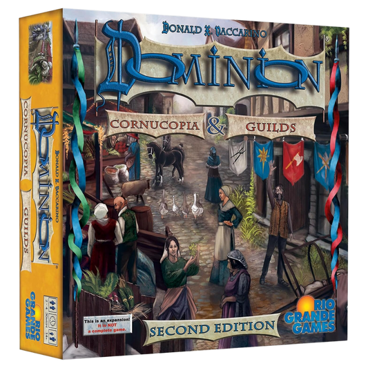 Dominion Cornucopia & Guilds 2nd Edition expansion featuring new cards, strategic mechanics, and enhanced gameplay for the deck-building card game.