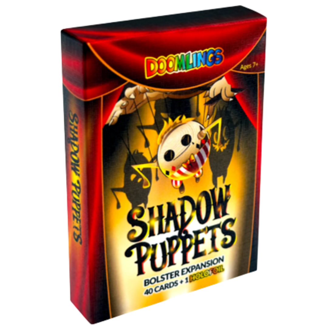 Doomlings Shadow Puppets Bolster expansion box with Deeplings, Glitterlings, Moonlings, and Fuzelings artwork.