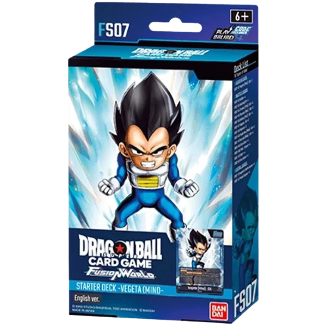 Dragon Ball Super Fusion World Starter Deck 7 - Vegeta (Mini) – A ready-to-play starter deck featuring the powerful Vegeta, designed for new and experienced players. Includes 50 cards, including iconic Vegeta-themed cards, perfect for building a strategic deck and diving into the Fusion World series.