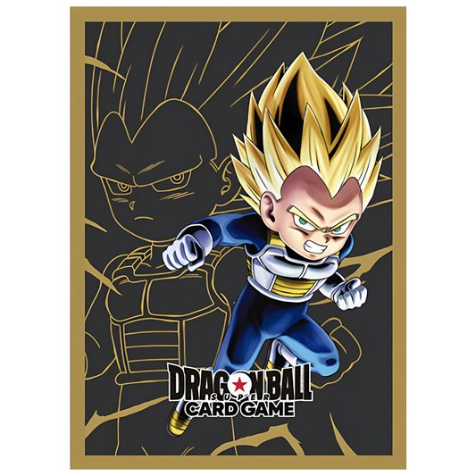 Dragon Ball Super Vegeta manga sleeve pack with chibi Vegeta art and gold border
