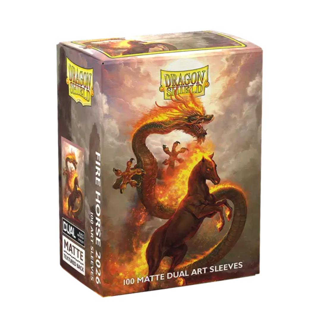 Dragon Shield Dual Matte Art Fire Horse card sleeves box with fantasy dragon and fire horse artwork