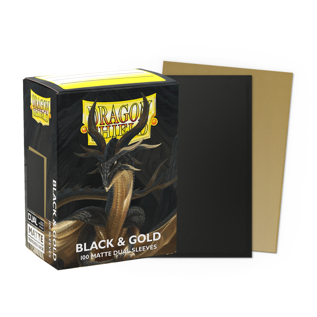 Dragon Shield Matte Dual Black and Gold card sleeves 100 count for trading cards