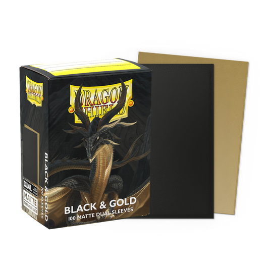 Dragon Shield Matte Dual Black and Gold card sleeves 100 count for trading cards