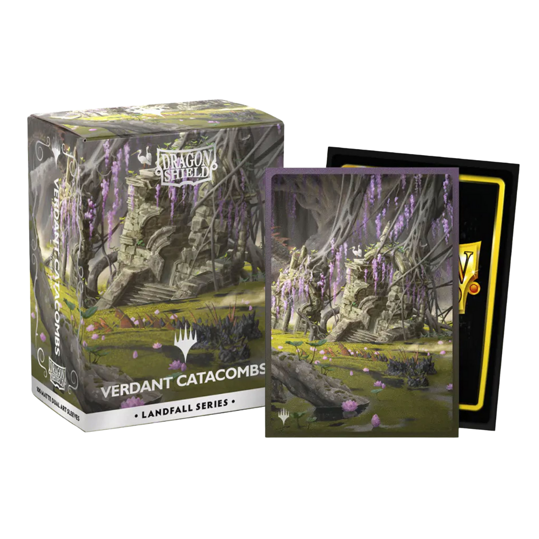 Dragon Shield Dual Matte Art Landfall Series Verdant Catacombs card sleeves pack of 100 for Magic the Gathering and Pokémon decks