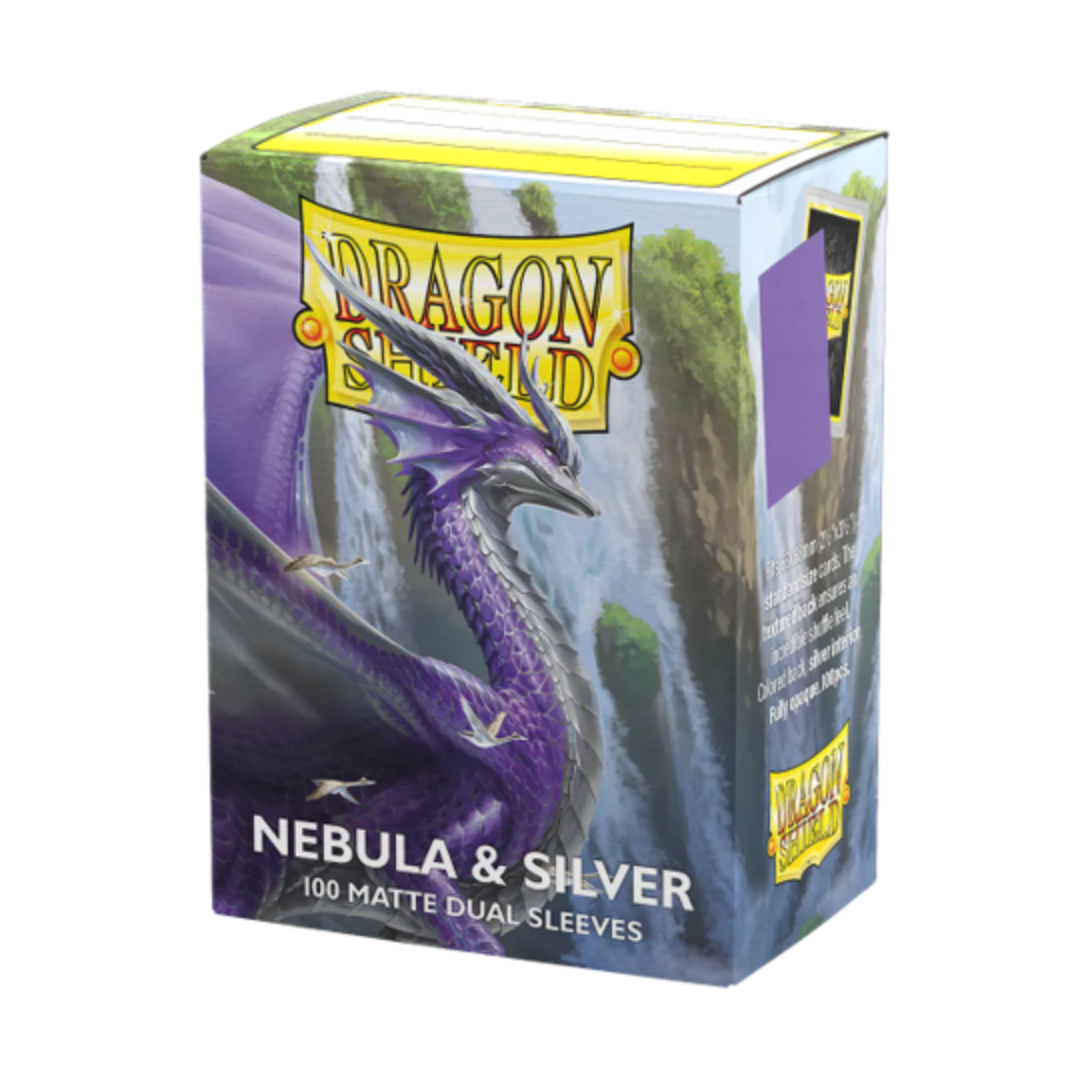 Dragon Shield Matte Dual Nebula and Silver 100ct standard size card sleeves for MTG and Pokémon decks