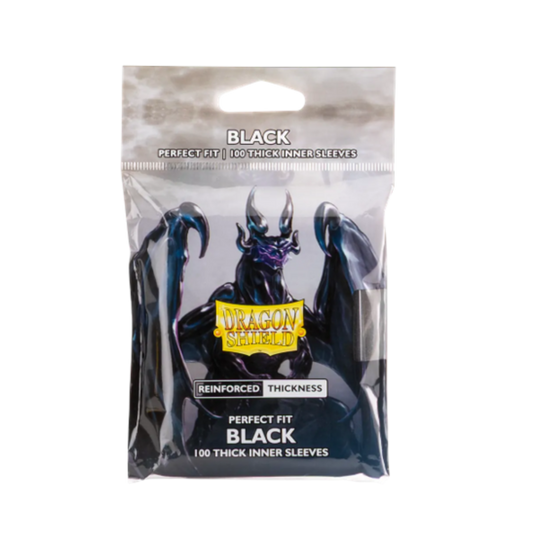 Dragon Shield Perfect Fit Thick Inner Black sleeves, 100-pack for standard-size Pokémon and Magic: The Gathering cards