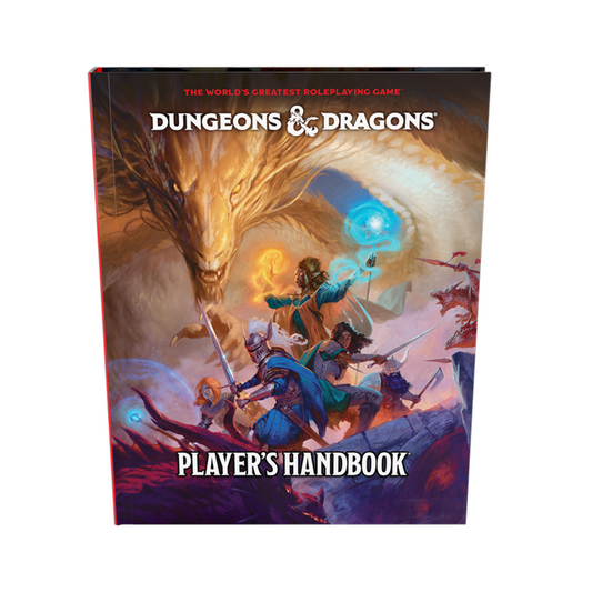 Cover of the 2024 Dungeons & Dragons Player's Handbook role-playing game book featuring fantasy artwork with a dragon, characters, and magical elements.