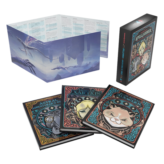 Dungeons & Dragons Spelljammer Adventures in Space Alternate Cover box set with Astral Adventurer’s Guide, Boo’s Menagerie, and Wildspace map







