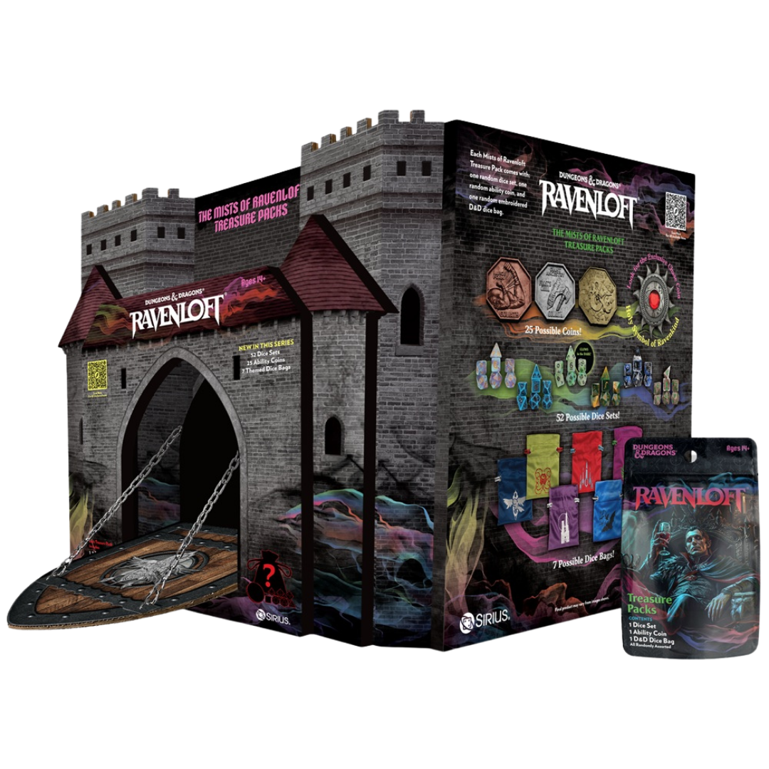 Dungeons and Dragons Mists of Ravenloft Treasure Packs with dice bag and metal coin