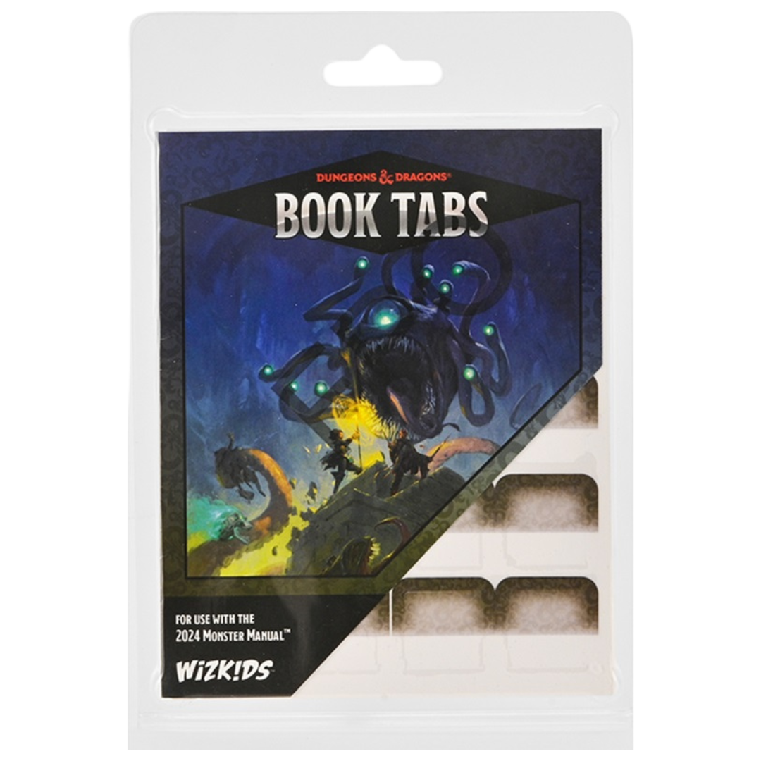Dungeons & Dragons Monster Manual Book Tabs set featuring 175 acrylic tabs for quick referencing, including large, small, alphabetical, and customizable options.