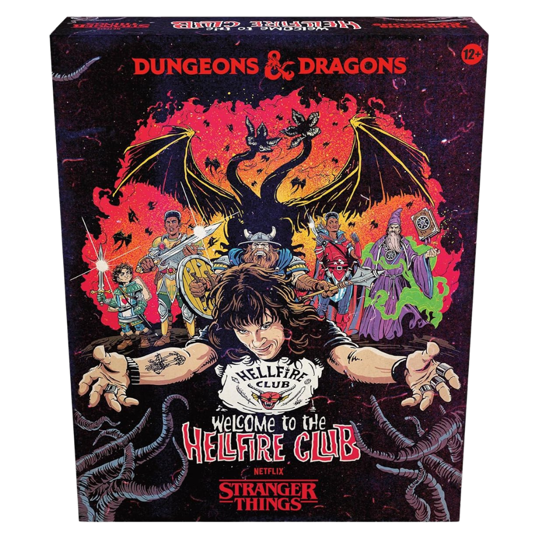 Dungeons & Dragons Stranger Things Welcome to the Hellfire Club box art, Netflix tie-in D&D tabletop set