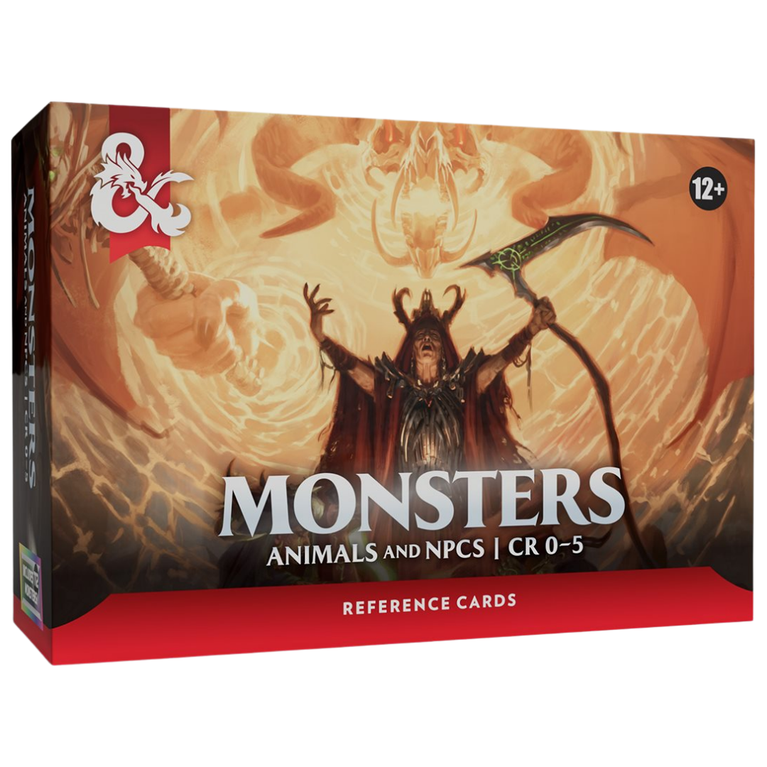Dungeons and Dragons Animals and NPCs CR 0 to 5 reference cards with storage box and creature cards
