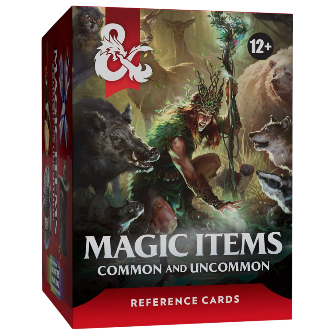 Dungeons and Dragons common and uncommon magic item reference card box for Dungeon Masters