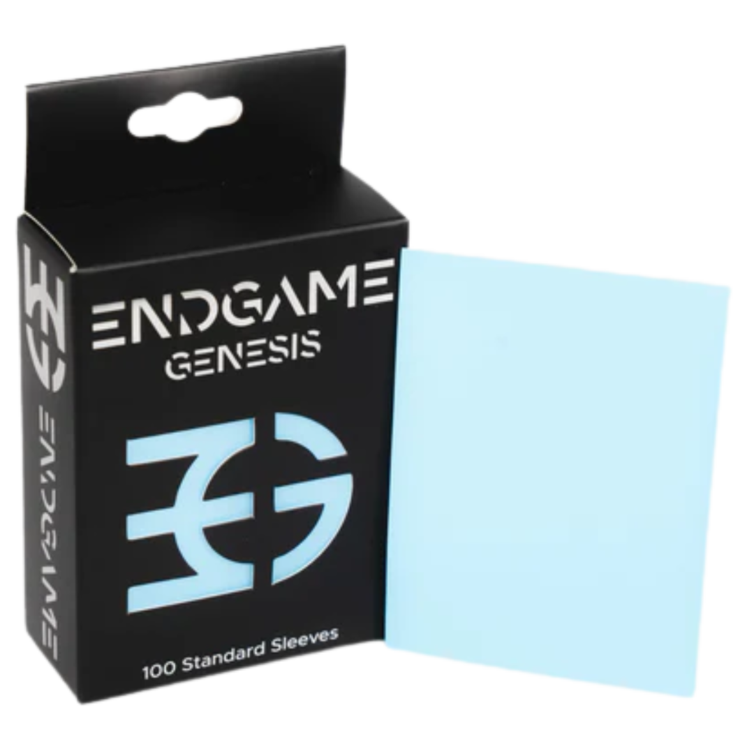 Endgame Genesis Sleeves Arctic Blue with cool blue backing, clear fronts, and smooth shuffle for tournament-level trading card protection

