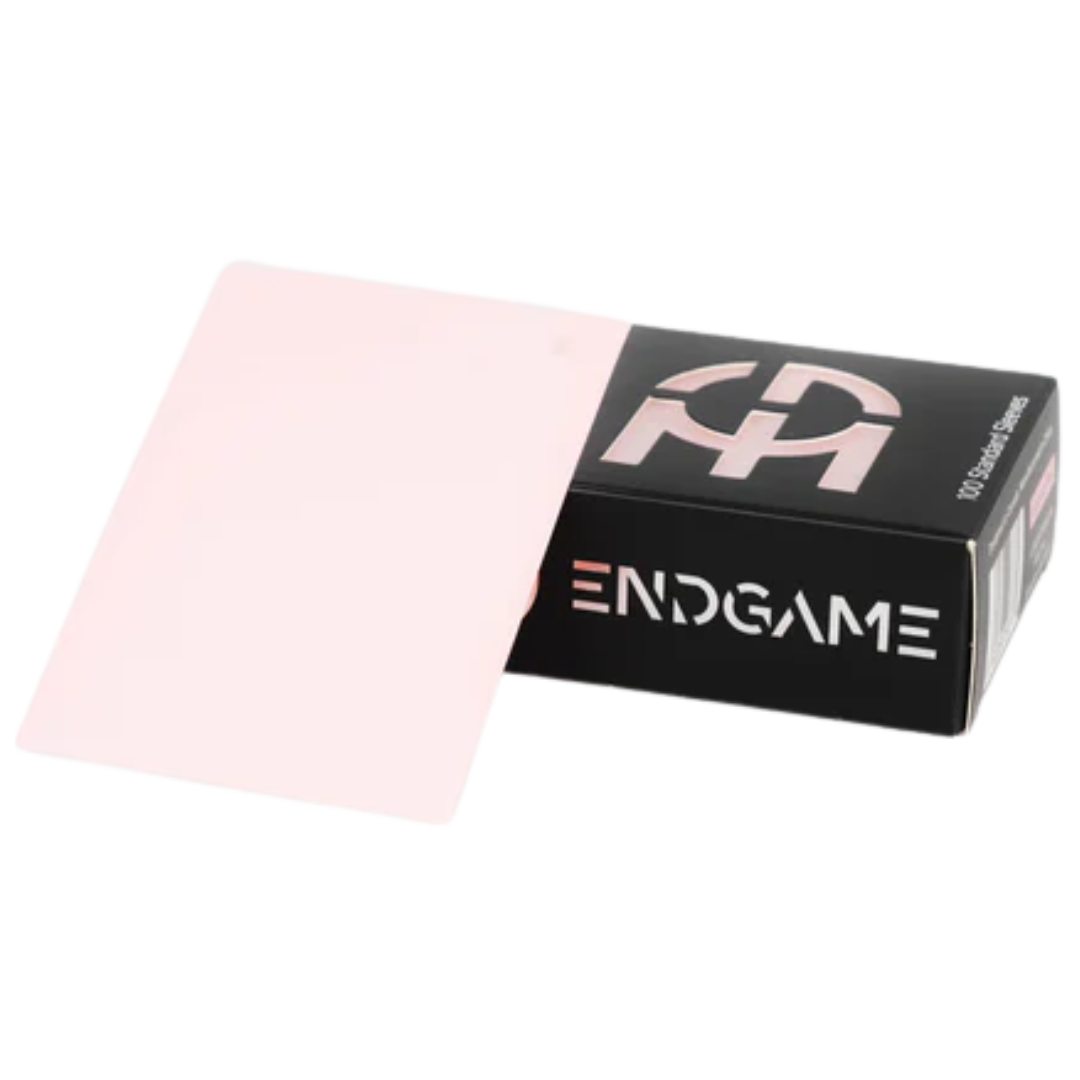 Sakura Pink Endgame Genesis card sleeves with soft pink backing, high durability, and pro-level handling for competitive TCG players







