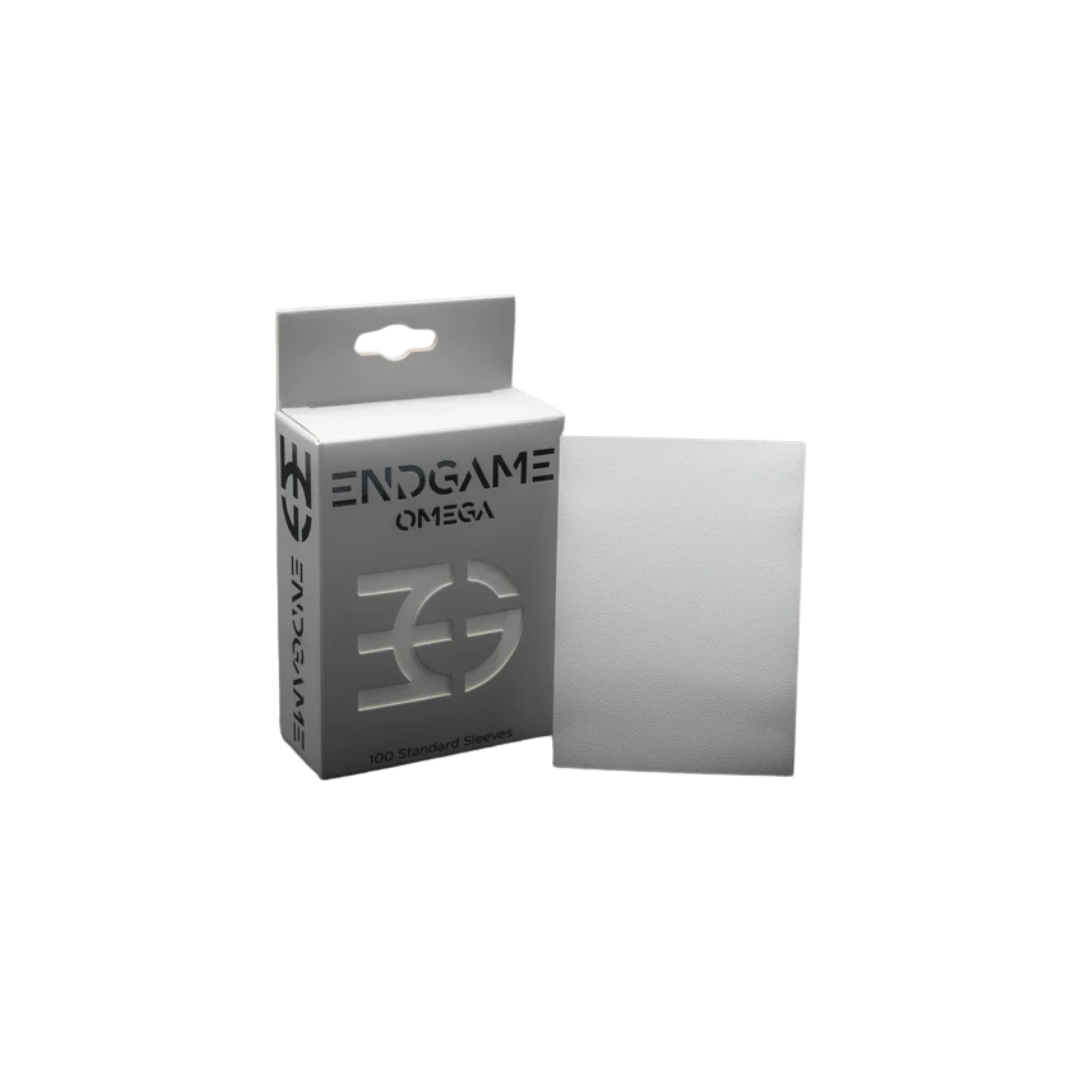 Endgame Omega Sleeves Trillium White pack of 100 standard-size tactile matte sleeves for TCG cards