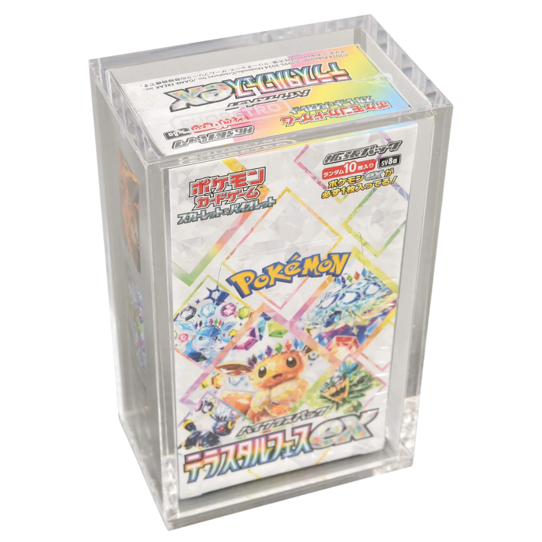 Evoretro acrylic protector for large-format Japanese Pokémon special set booster boxes with magnetic lid