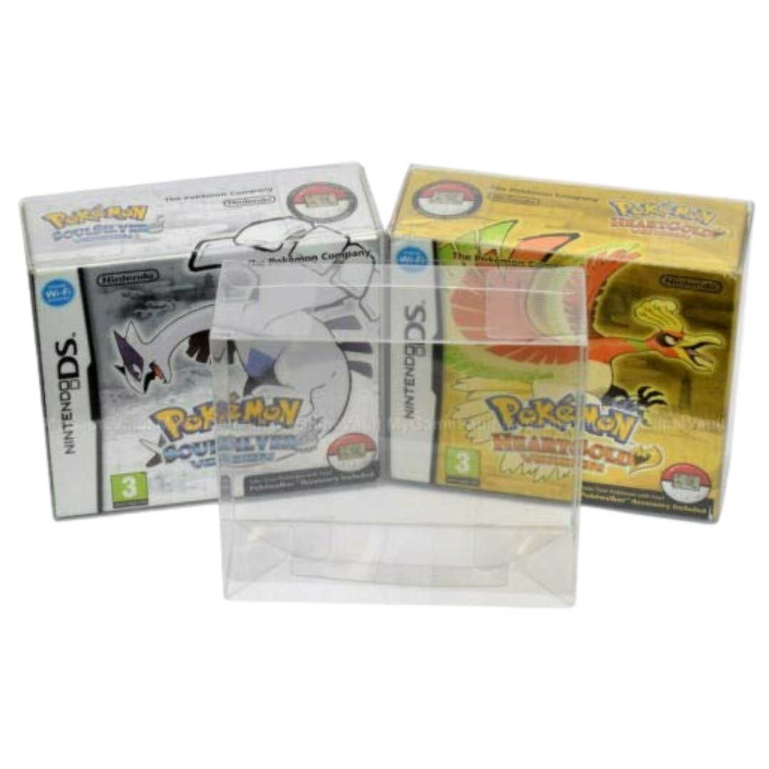 Evoretro clear PET protector for Nintendo DS Pokémon HeartGold and SoulSilver NTSC game boxes