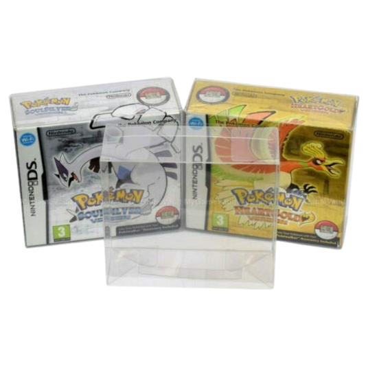 Evoretro clear PET protector for Nintendo DS Pokémon HeartGold and SoulSilver NTSC game boxes
